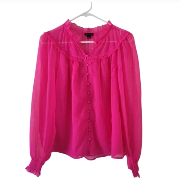 Ann Taylor Fuchsia Ruffled Blouse - Picture 2 of 10